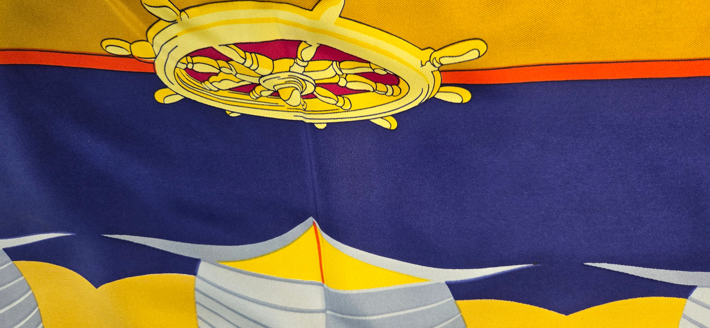Carré Hermès en twill de soie "Grand Largue"