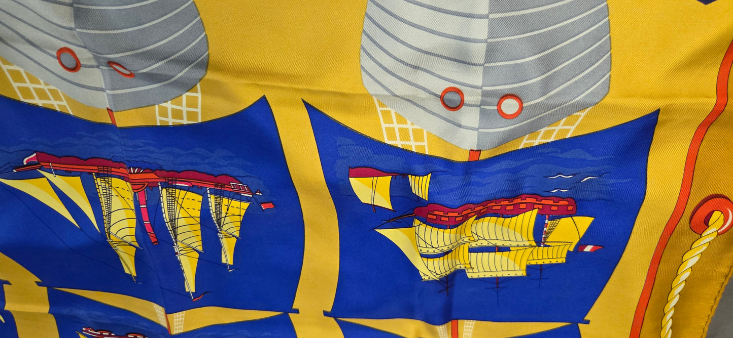 Carré Hermès en twill de soie "Grand Largue"