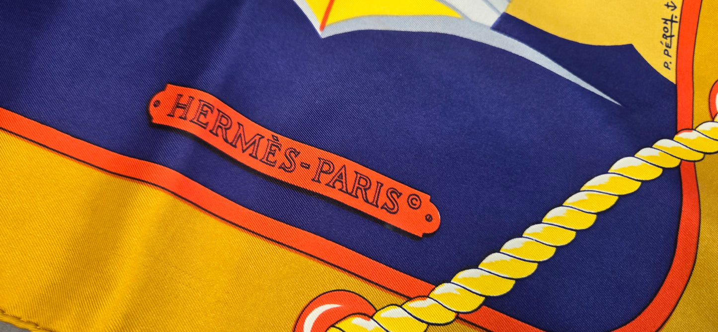 Carré Hermès en twill de soie "Grand Largue"