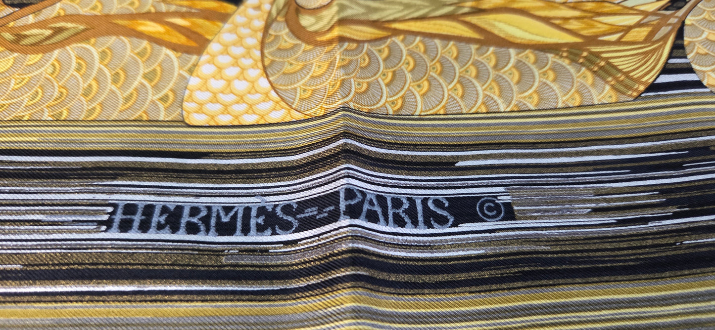 Carré Hermès en twill de soie "Mare aux Canards "