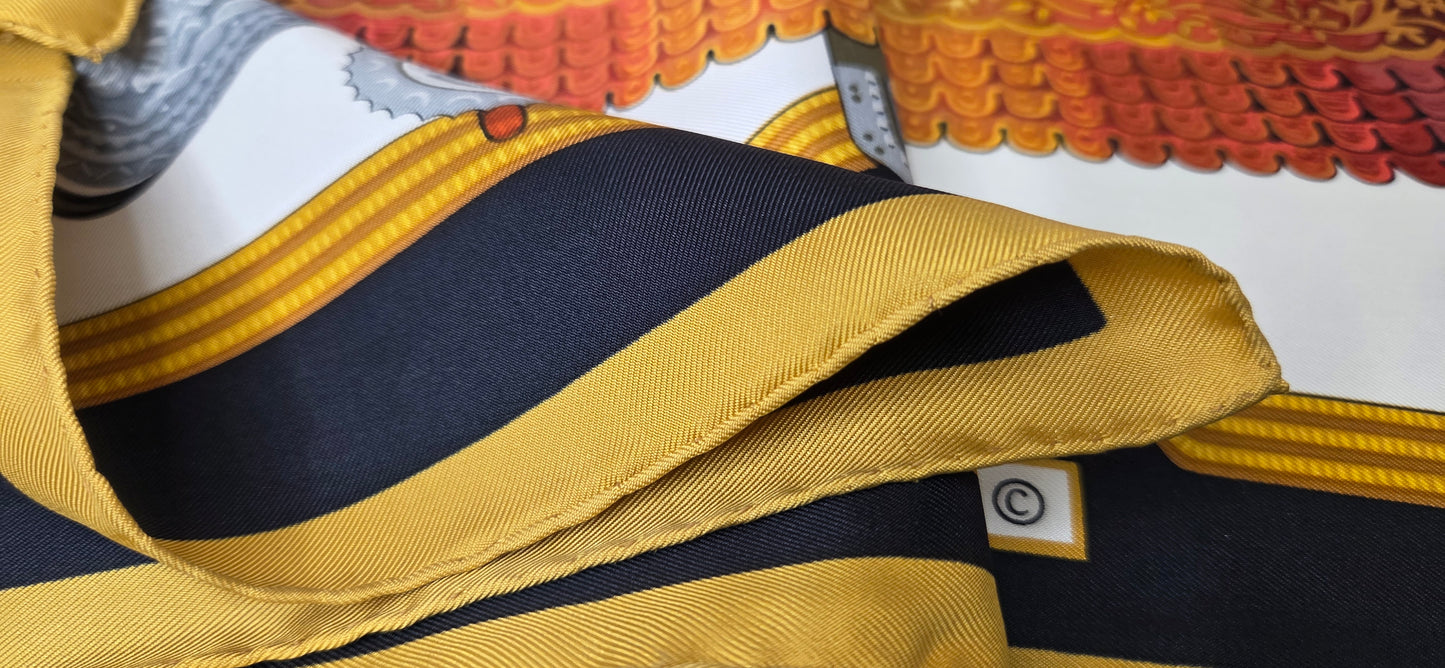 Carré Hermès en twill de soie "1821 Cavalier Ottoman"