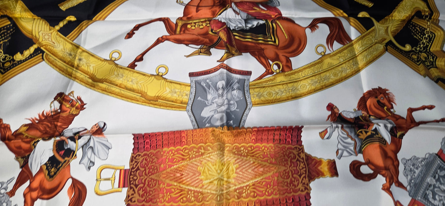 Carré Hermès en twill de soie "1821 Cavalier Ottoman"