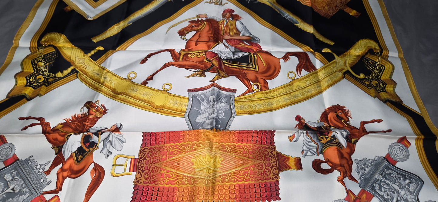 Carré Hermès en twill de soie "1821 Cavalier Ottoman"