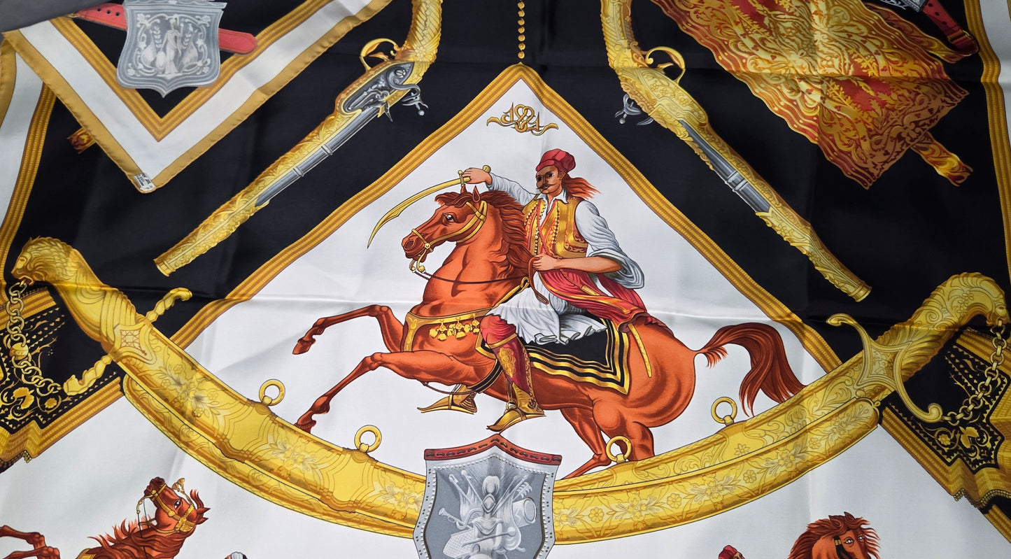 Carré Hermès en twill de soie "1821 Cavalier Ottoman"