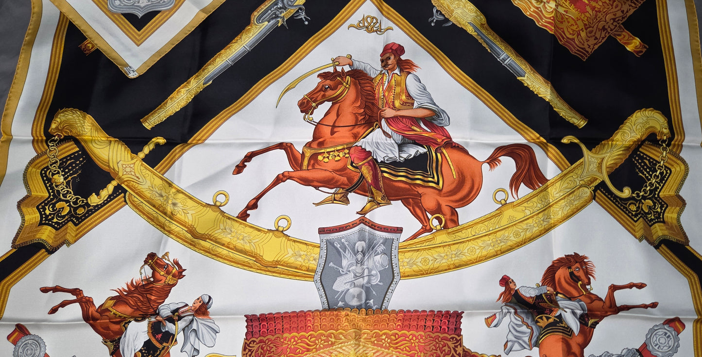 Carré Hermès en twill de soie "1821 Cavalier Ottoman"