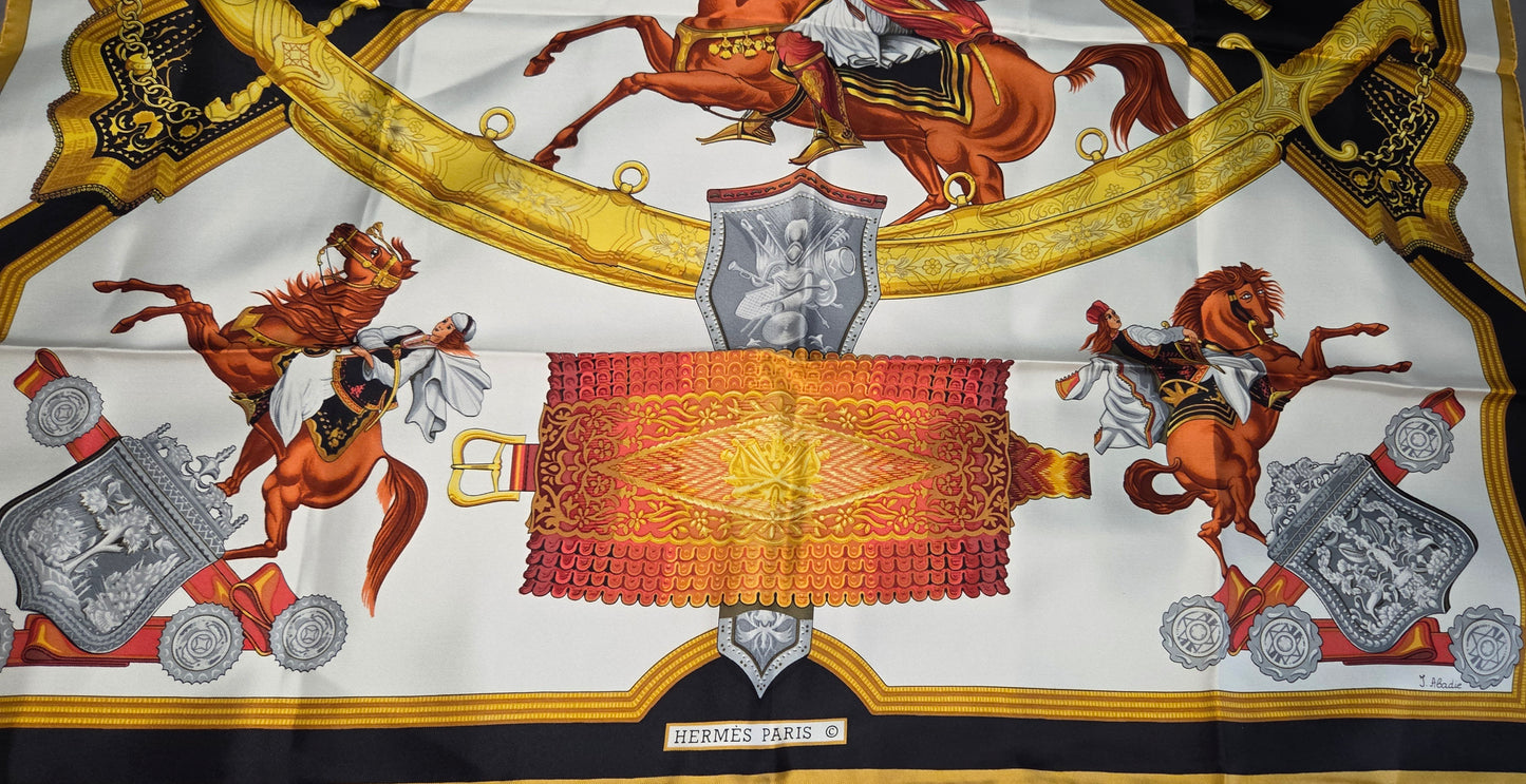 Carré Hermès en twill de soie "1821 Cavalier Ottoman"