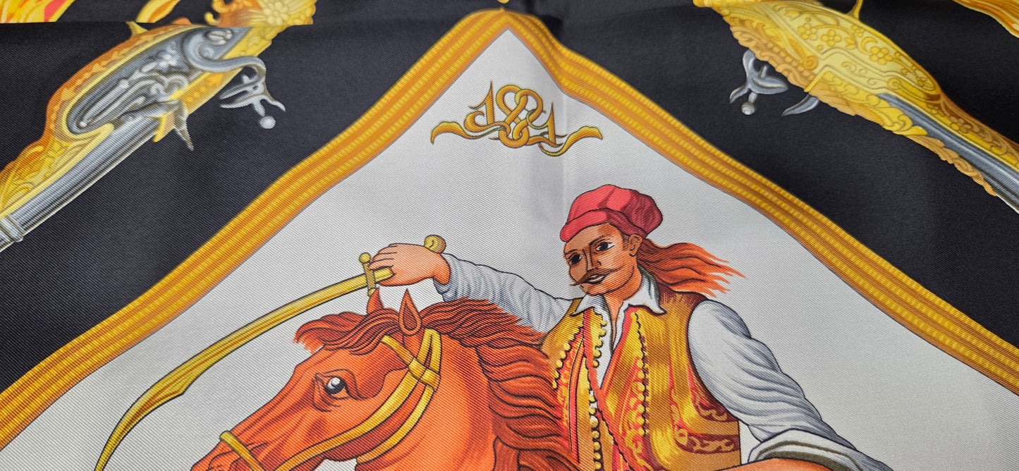 Carré Hermès en twill de soie "1821 Cavalier Ottoman"
