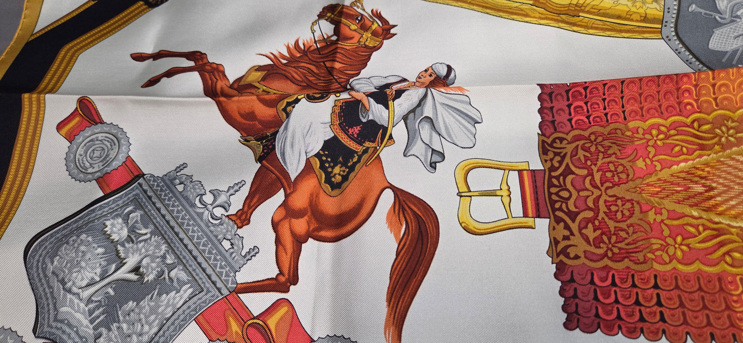Carré Hermès en twill de soie "1821 Cavalier Ottoman"