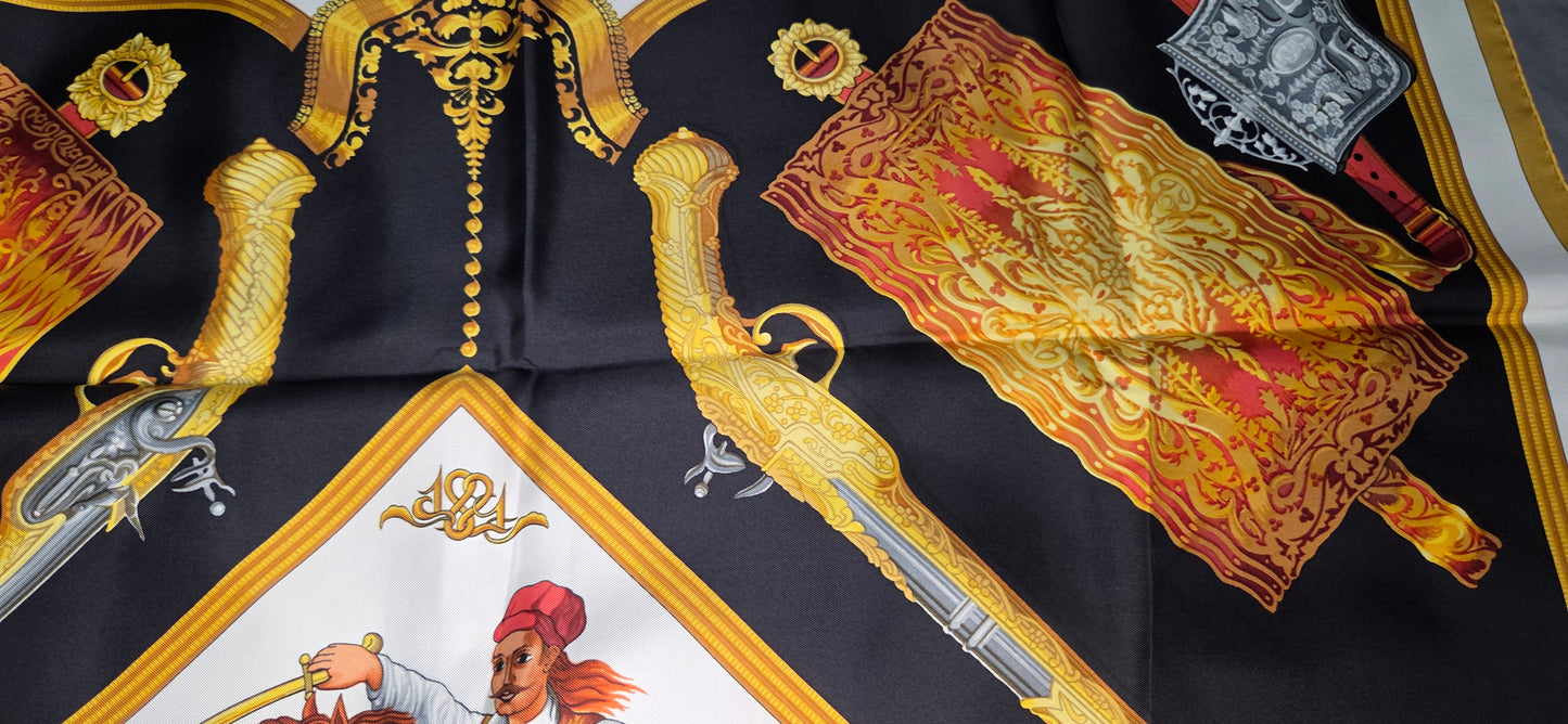 Carré Hermès en twill de soie "1821 Cavalier Ottoman"