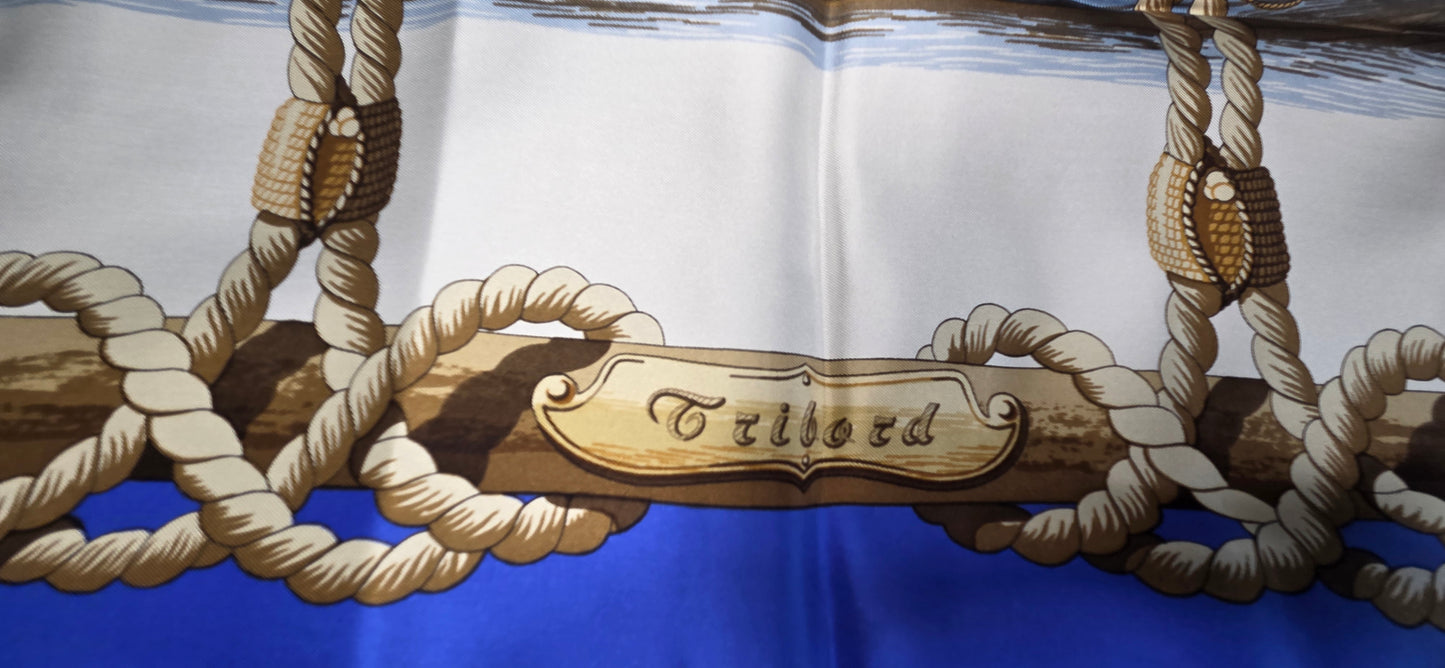 Carré Hermès en twill de soie intitulé "Tribord"