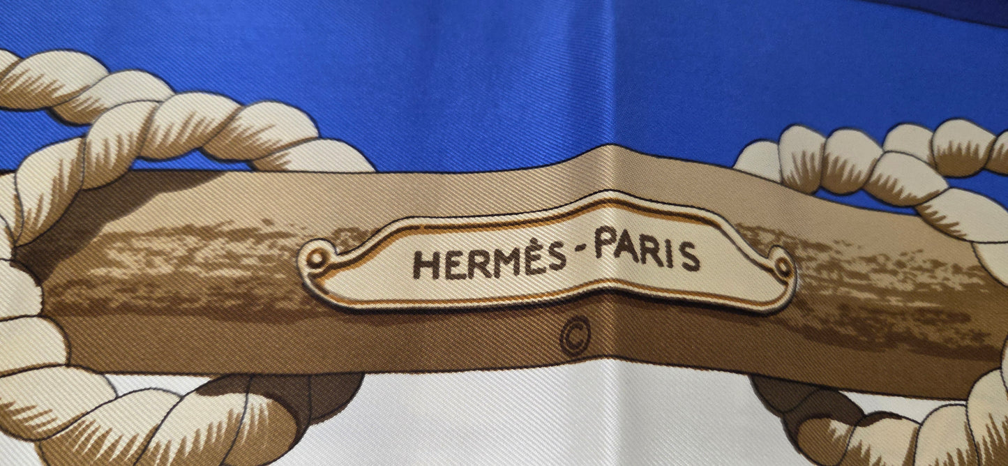 Carré Hermès en twill de soie intitulé "Tribord"