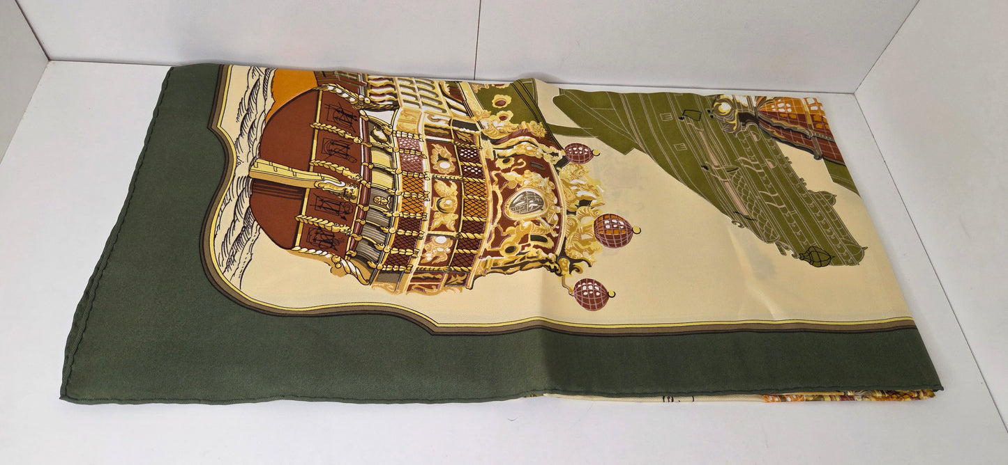 Carré Hermès en twill de soie "Grande Marine"