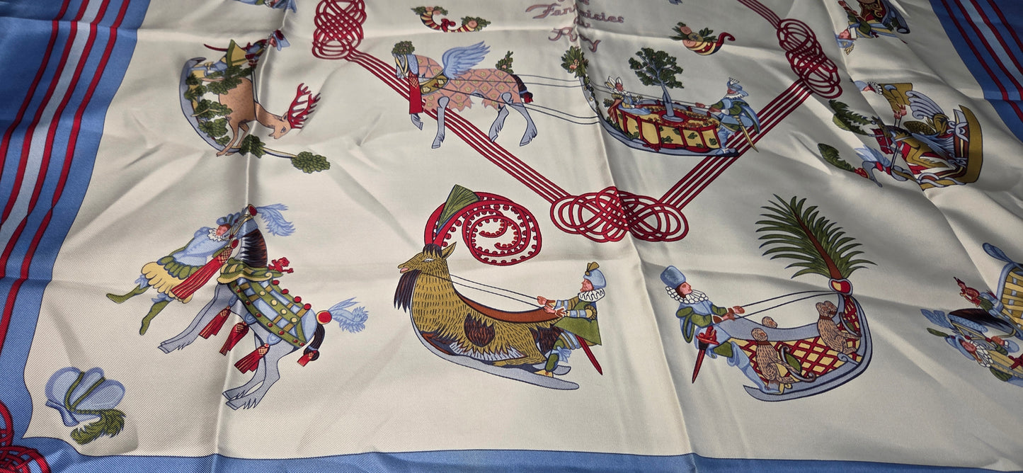 Carré Hermès en twill de soie "Les Fantaisies du Roy "