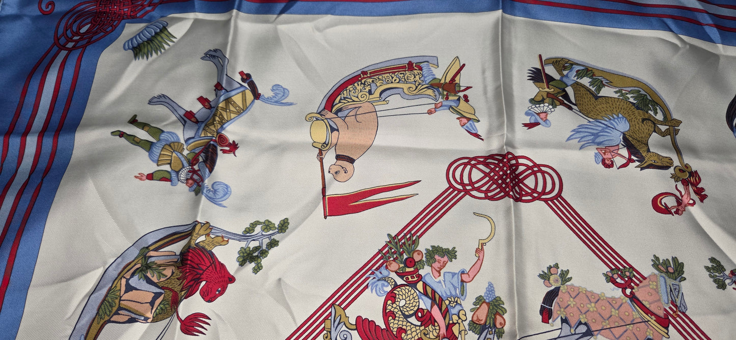 Carré Hermès en twill de soie "Les Fantaisies du Roy "