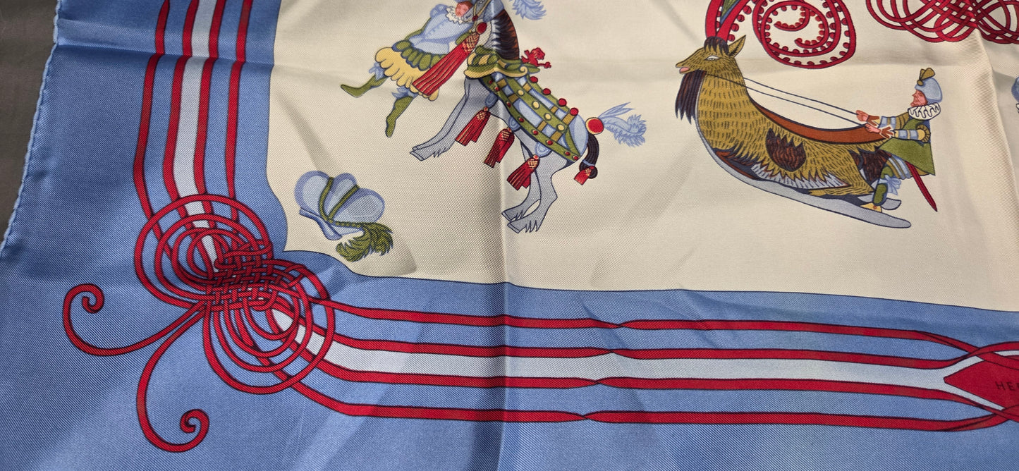 Carré Hermès en twill de soie "Les Fantaisies du Roy "