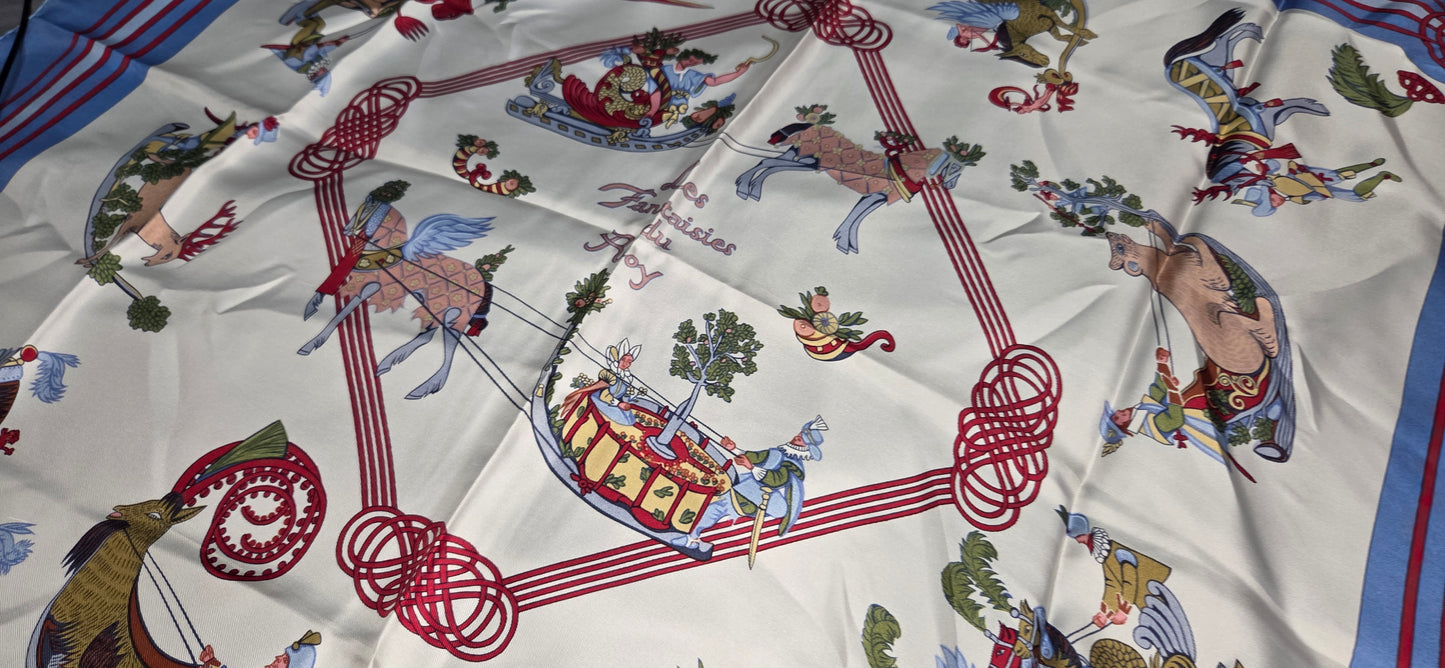 Carré Hermès en twill de soie "Les Fantaisies du Roy "