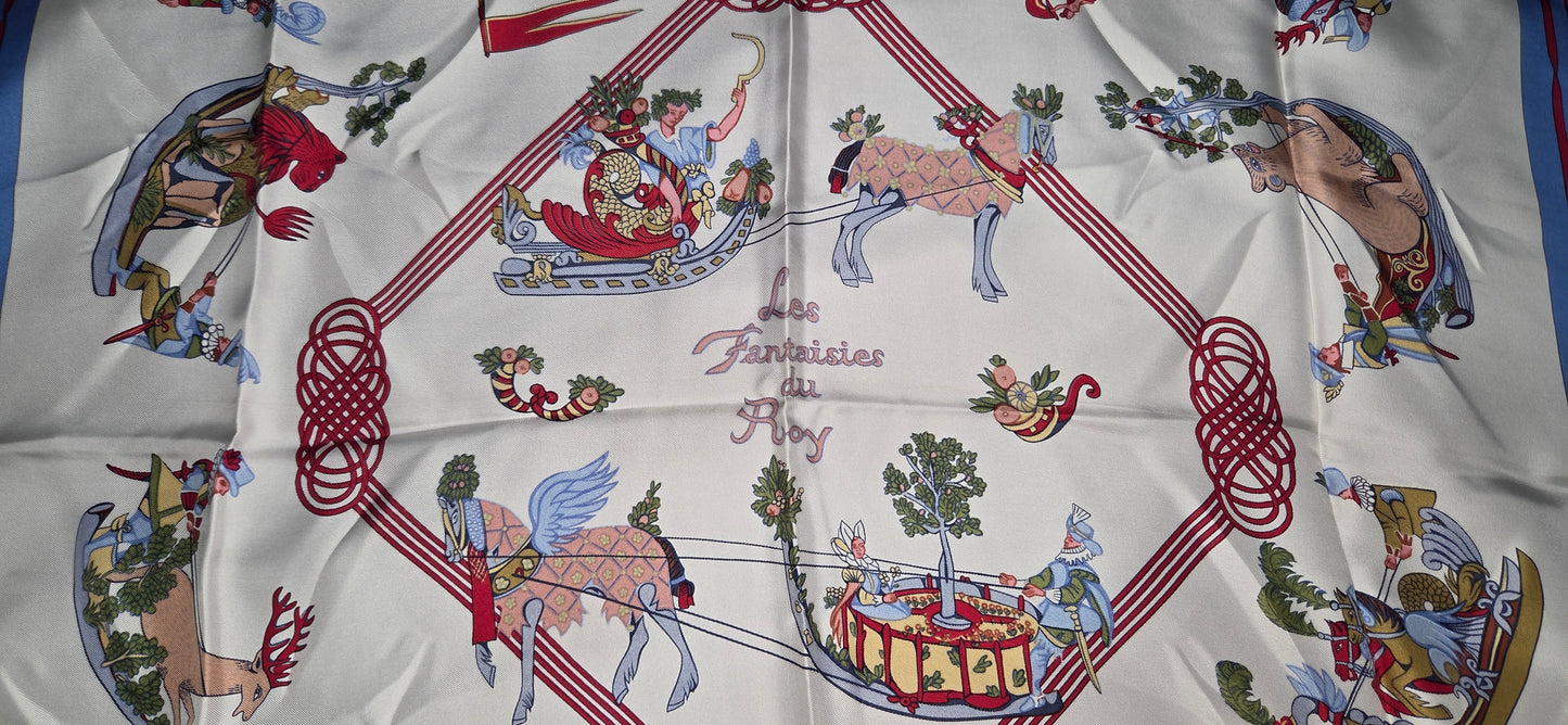 Carré Hermès en twill de soie "Les Fantaisies du Roy "