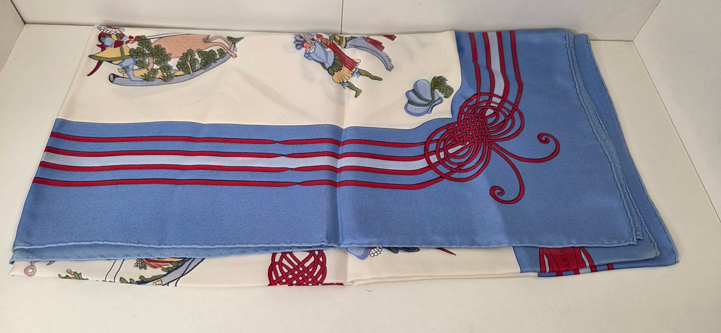 Carré Hermès en twill de soie "Les Fantaisies du Roy "