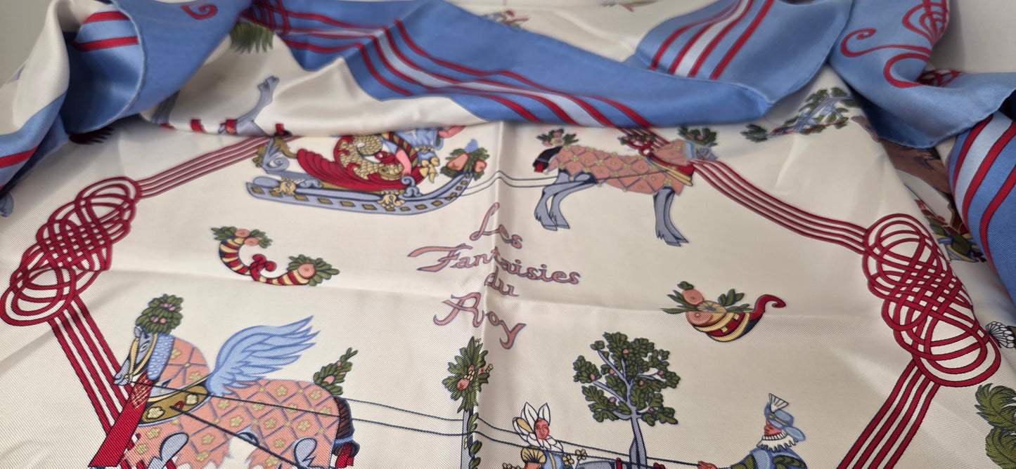 Carré Hermès en twill de soie "Les Fantaisies du Roy "