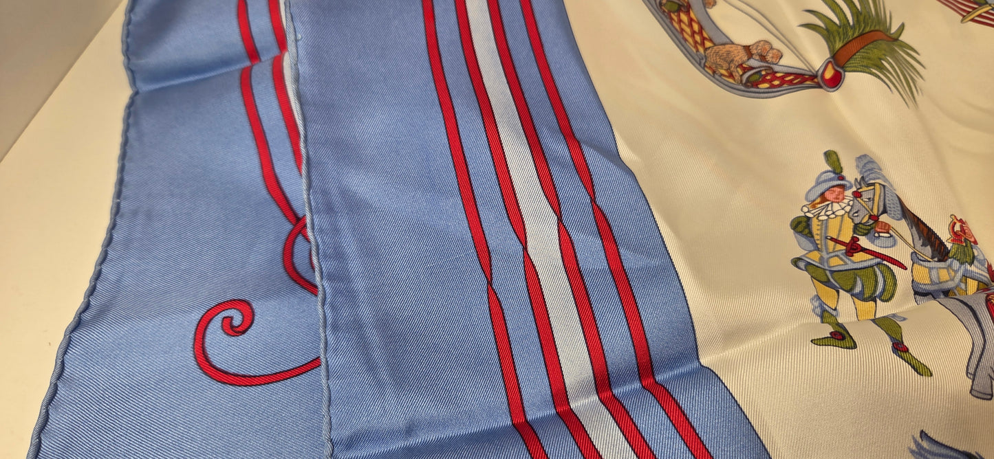 Carré Hermès en twill de soie "Les Fantaisies du Roy "