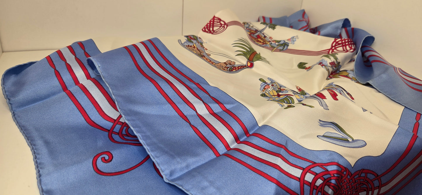 Carré Hermès en twill de soie "Les Fantaisies du Roy "