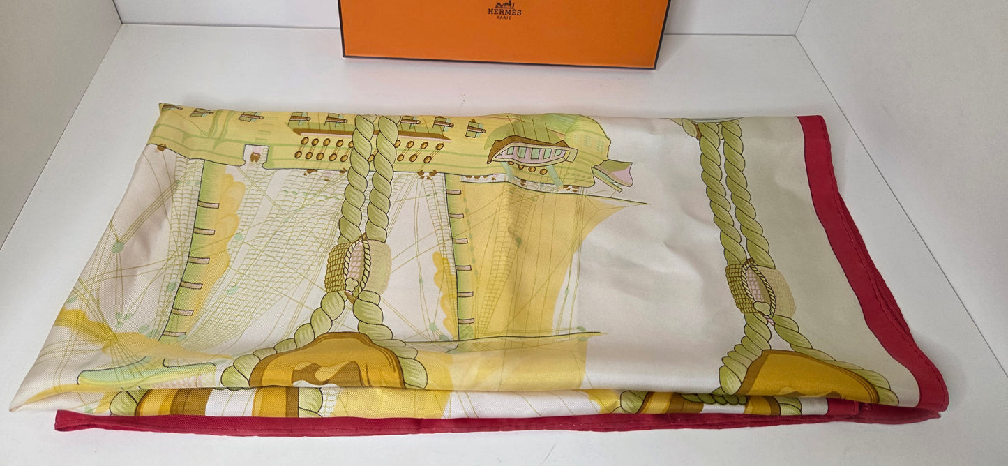 Carré Hermès en twill de soie intitulé "Tribord "