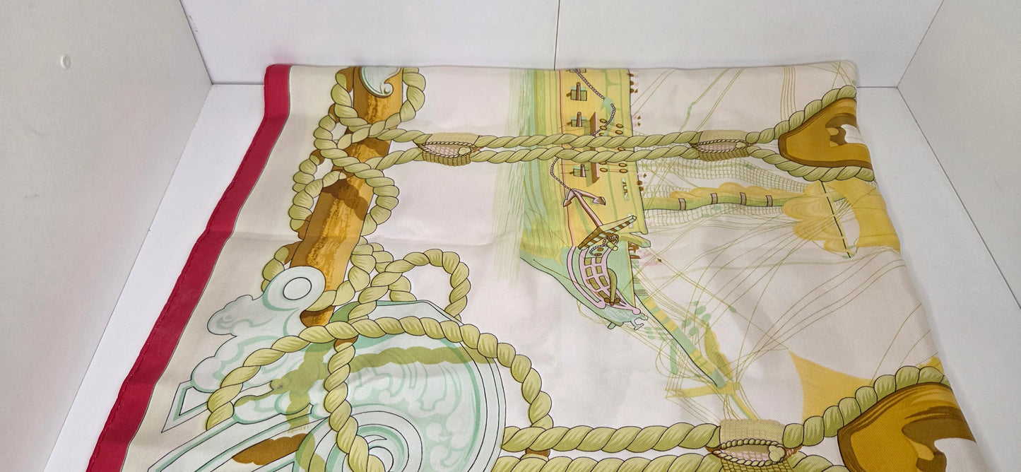 Carré Hermès en twill de soie intitulé "Tribord "