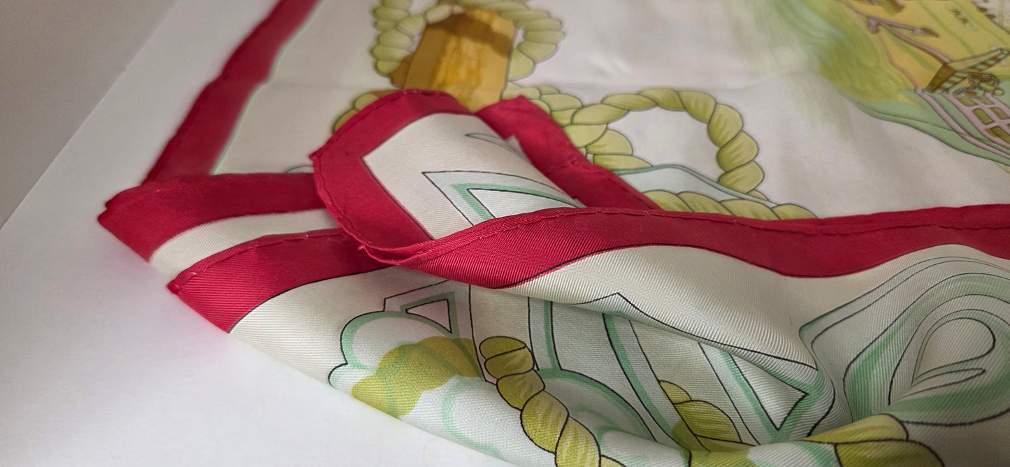 Carré Hermès en twill de soie intitulé "Tribord "
