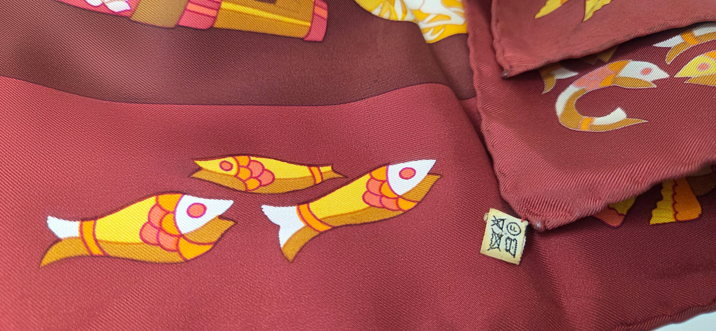Carré Hermès en twill de soie intitulé "Ritote"