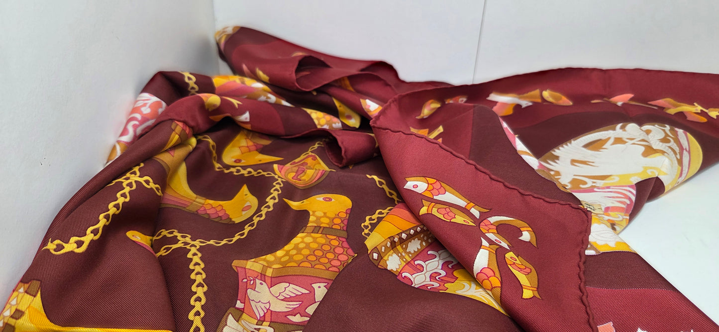 Carré Hermès en twill de soie intitulé "Ritote"