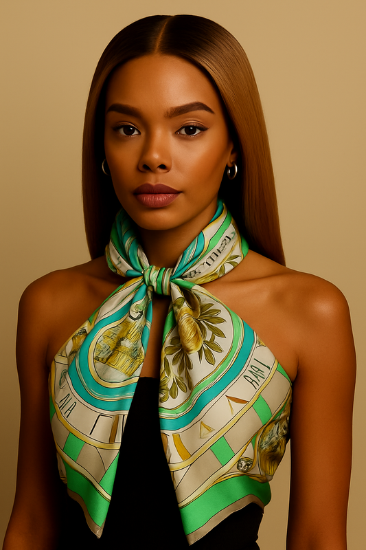 Carré Hermès en twill de soie intitulé " La Ronde des Fleurs"